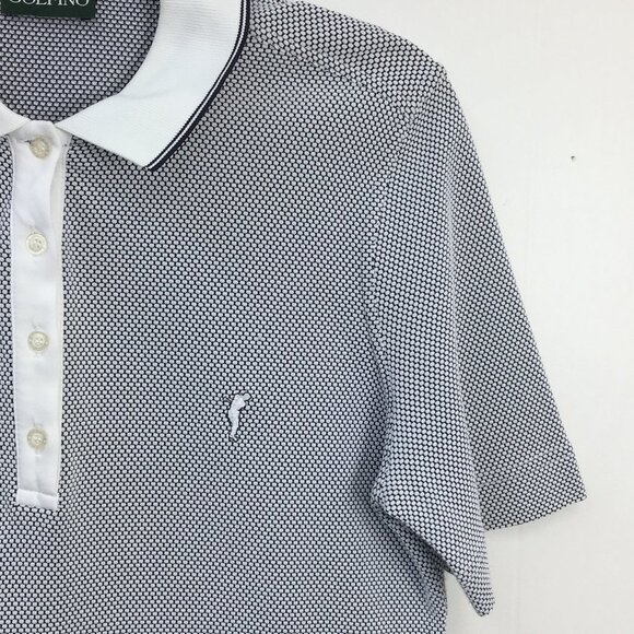 Golfino Women's Bubble Jacquard Short Sleeve Quarter Button Polo Size L - Picture 3 of 7